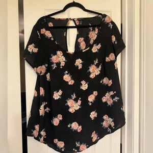 Torrid Floral Print Georgette Drape Back Top Plus Size 1